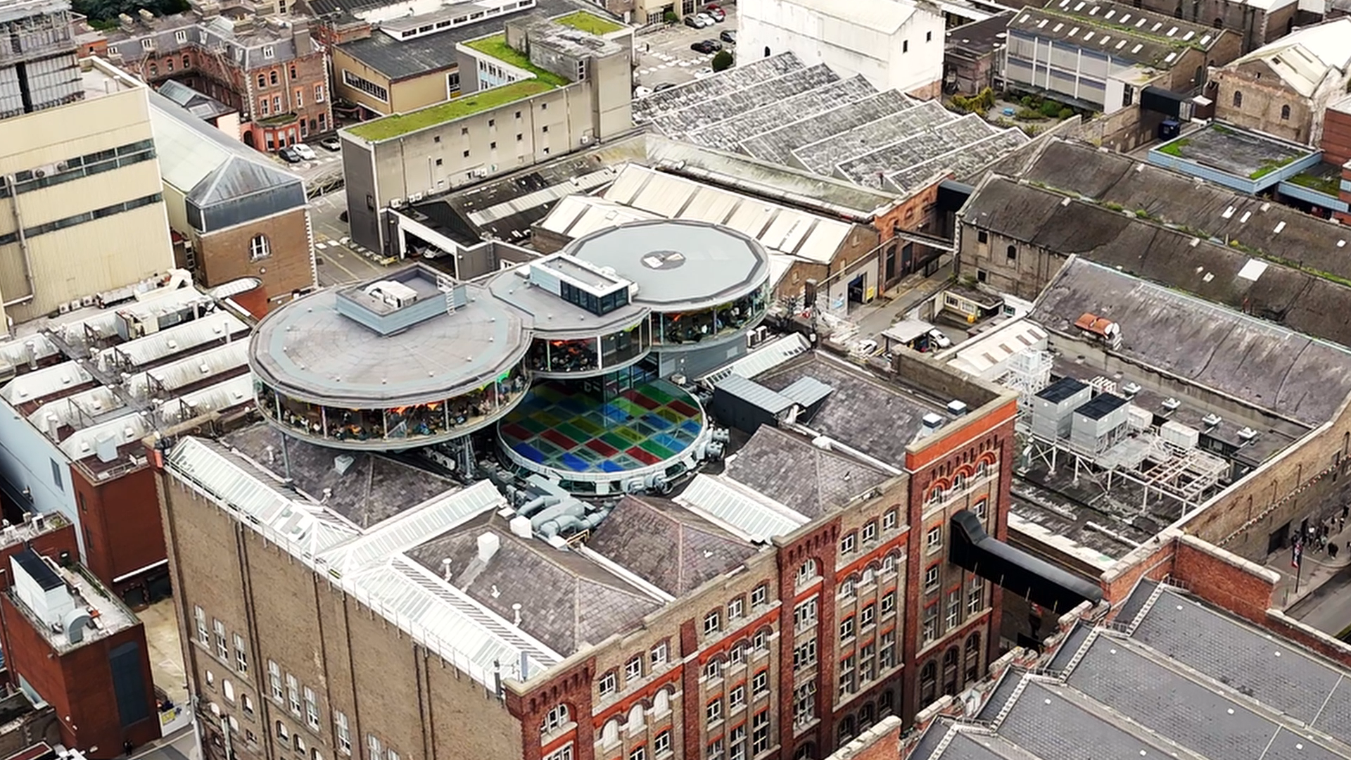 Aerial frame from a promotional video for a local business