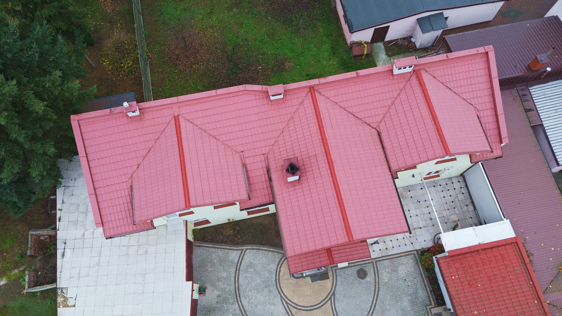 Residential roof inspection aerial photo showing multi-angle coverage